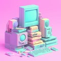 Weirdcore computer design in pastel colors. Created using ai generative.