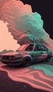 Weirdcore, grunge, automobile scene. Created using ai generative.