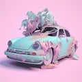 Weirdcore, grunge, automobile scene. Created using ai generative.