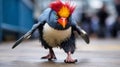 Weirdcore Penguin: A Striking National Geographic Photo With Navy And Crimson Colors Royalty Free Stock Photo