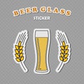Weizen beer glass and two wheat spikes stickers Royalty Free Stock Photo