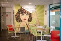 Wejherowo, Poland - November 23, 2017: Interior of a student cafe in a technical school in Poland