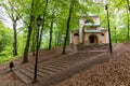 Wejherowo, Pomorskie / Poland - May, 23, 2019: Historic buildings in a park near Wejherowo. Kalwaria Wejherowska - a historic