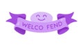 Welco Fend Ribbon Banner, Playful Message Element Vector, vector design Generative AI Royalty Free Stock Photo