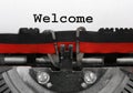 Welcom written with the old typewriter Royalty Free Stock Photo