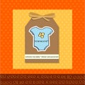 Welcome baby boy card with funny clothing