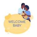 Welcome baby vector quote box with flat characters