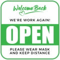 Welcome back! We are open again