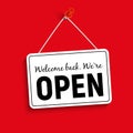 Welcome Back. We Are Open Sign Vector Illustration Royalty Free Stock Photo