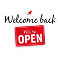 Welcome Back. We Are Open Sign Vector Illustration Royalty Free Stock Photo