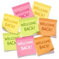 Welcome Back, Sticky Notes, Sticky Note Welcome Back Message Royalty Free Stock Photo