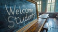 Welcome Back Student Classroom Blackboard. - AI Generated