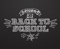 Welcome back to school background on black chalkboard. Vector il