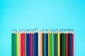 Welcome back to school background, colorful color pencil on blue backgrounds with copy space Royalty Free Stock Photo