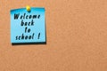 Welcome back to school background, sticker on notice board Royalty Free Stock Photo