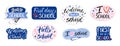 Welcome back to school badges. Hand drawn lettering labels, education typography tags and emblems vector set Royalty Free Stock Photo