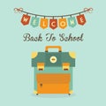 Welcome Back To School banner message with retro school bag icon Royalty Free Stock Photo