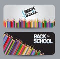 Welcome back to school banner set background with a pile of colorful pencils. Header for website, magazine, advertisement, sale Royalty Free Stock Photo