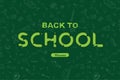 Welcome Back to school. Banner with set of doodle icons on green background. Concept for education. Vector illustration Royalty Free Stock Photo