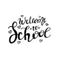 Welcome back to school brush lettering poster, banner, postcard design, vector illustration isolated on white background Royalty Free Stock Photo