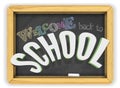 Welcome back to school chalkboard banner isolated on white background