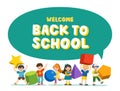 Welcome Back to School. Children with simple geometry forms. Different Geometric Shape. Educational geometry children. Royalty Free Stock Photo