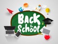 Welcome back to school concept light icons set. Vector illustration. Royalty Free Stock Photo