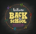 Welcome back to school concept vector design with writing in blackboard Royalty Free Stock Photo