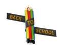 Welcome back to school embroidered golden thread on black ribbon Royalty Free Stock Photo