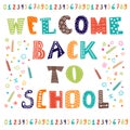 Welcome back to school. Greeting card. Back to school design