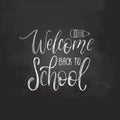 Welcome Back To School handwritten illustration with pencil drawing on chalkboard. Knowledge day poster. Royalty Free Stock Photo