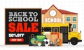 Welcome back to school. Back to school sale 50% off concept design flat banner Royalty Free Stock Photo