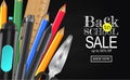 Welcome back to school sale offer special banner with stationary Royalty Free Stock Photo