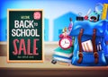 Welcome Back to School Sale Up to 50% Off in Green Chalkboard Royalty Free Stock Photo
