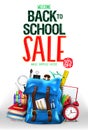 Welcome Back to School Sale Up to 50% Off in White Background Poster Vector Illustration Design Royalty Free Stock Photo