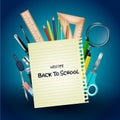 Welcome back to school with school supplies and notebook paper