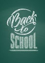 Welcome back to school text drawing by white chalk in blackboard with school items and elements. Vector illustration banner Royalty Free Stock Photo