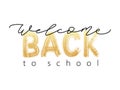 Welcome Back to School Text. Hand drawn brush lettering logo. Modern calligraphy. Vector illustration. Royalty Free Stock Photo