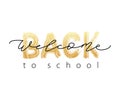 Welcome Back to School Text. Hand drawn brush lettering logo. Modern calligraphy. Vector illustration.