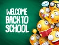 Welcome back to school text and smileys with facial expressions Royalty Free Stock Photo