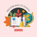 Welcome back to school. Education, school. Vector emblem, logo.