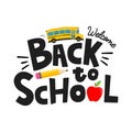 Welcome back to school vector illustration with school supplies Royalty Free Stock Photo