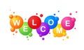 Welcome banner with color drops. Vector on isolated white background. EPS 10 Royalty Free Stock Photo