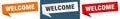 welcome banner. welcome speech bubble label set. Royalty Free Stock Photo