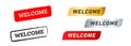 welcome black red gold and silver square stamp label sticker greeting conversation