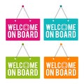 Welcome on Board hanging Door Sign Royalty Free Stock Photo