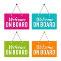 Welcome on Board hanging Door Sign. Eps10 Vector Royalty Free Stock Photo