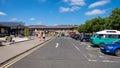 Welcome Break and Car Park at Abington Service Station in summer, Scotland