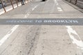 welcome brooklyn sign of brooklyn bridgeroad way to manhattan, new york Royalty Free Stock Photo
