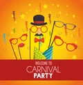 Welcome carnival party mask gentleman glasses hat confetti banner